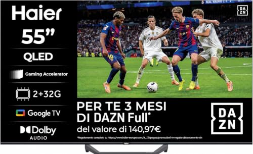 Haier Smart TV 55" QLED 4K UHD, S81 Series, Google TV, Gaming 120Hz