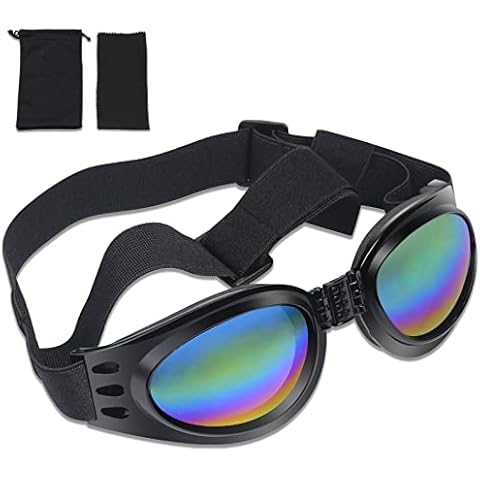 SONERNT UV Protection Dog Sunglasses, Dog Goggles with Adjustable Head and Chin Straps Eye Wear Protection for Medium and Large Dogs (Black) Cover