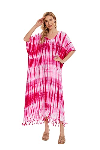 Image of Beautybatik Women Hippie Tie Dye Caftan Kaftan Loungewear Maxi Plus Size Long Dress XL to 4X