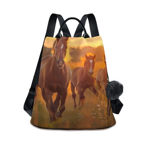 Sac à dos femme cheval sauvage coucher de soleil motif poétique en toile