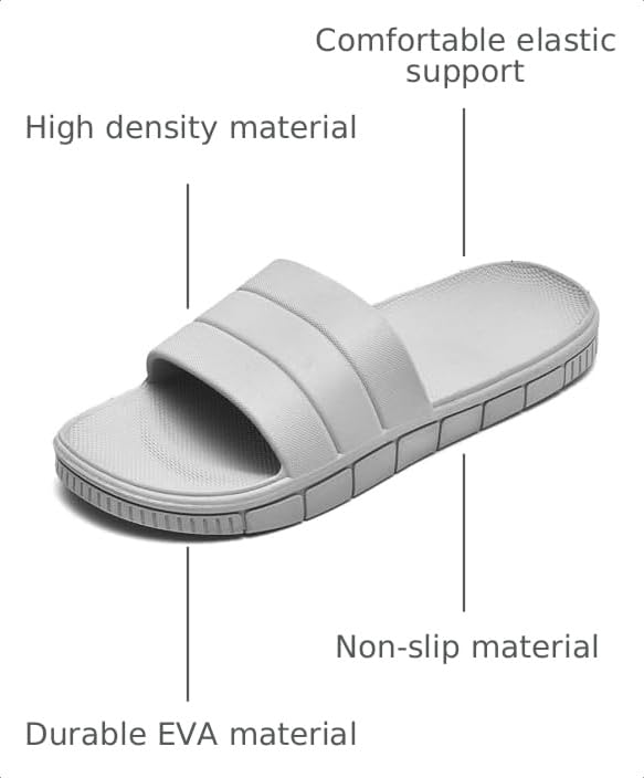 Image of clootess Shower Slide Shoes for Men and Women Home Sandal Bath Slipper Indoor House Pool College Dorm Non-Slip
