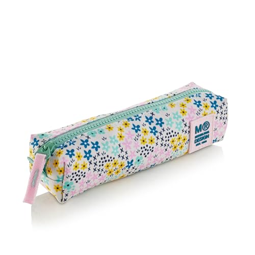 Miquelrius - Litet skolfodral, minifodral, tillverkat med återvunna flaskor, dragkedjestängning, organisera ditt skolmaterial för att gå tillbaka till kolen, Happy Flower, Flerfärgad, Pennfodral mini