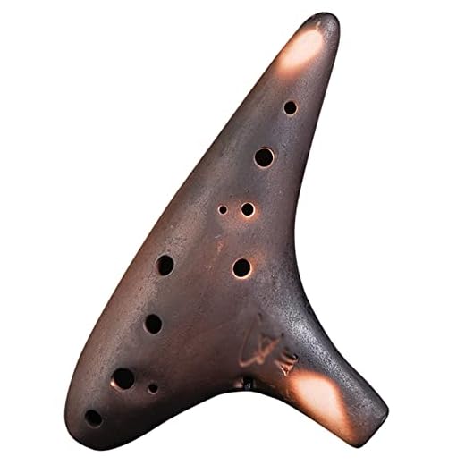 Ocarina 12 håltoner Alto C, ren ton Ocarina för prestanda, sugrör rökt vintage Ocarina, med skyddande väska och nacksladd, för nybörjare och musiker-brun