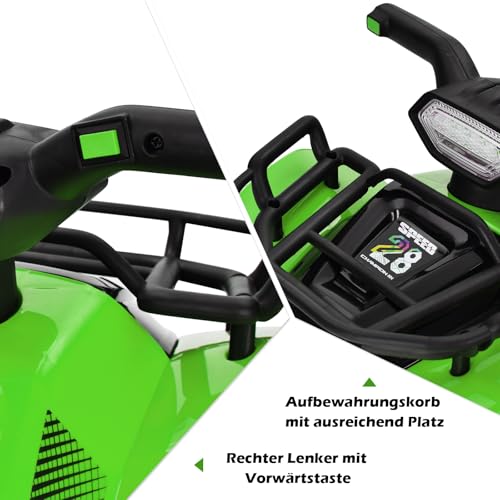 DREAMADE 6V Elektro Quad Kinder mit Aufbewahrungsbox, Mini Kinderquad mit Musik & Hupe & LED-Licht, Elektrofahrzeug für Kinder von 18-36 Monaten, max. belastbar 20 kg (Grün) – Bild 8