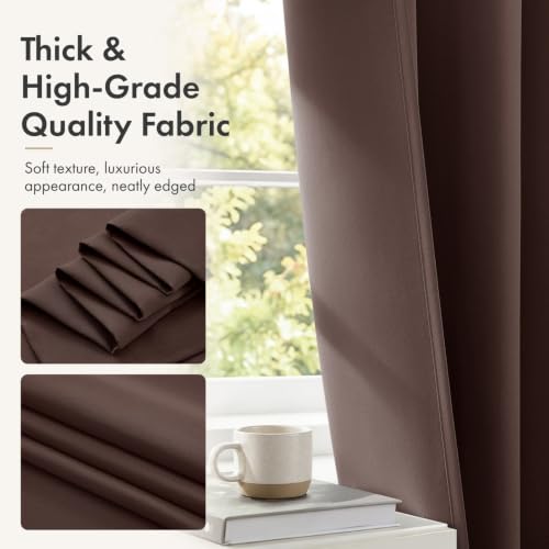 Image of MIULEE Short Blackout Curtains for Kitchen 36-Inch Length Dark Brown 4-Pack | Light Blocking, Cafe Curtains, Room Darkening Thermal Insulation, Privacy Protection, Half-Tier Curtains for Small Windows