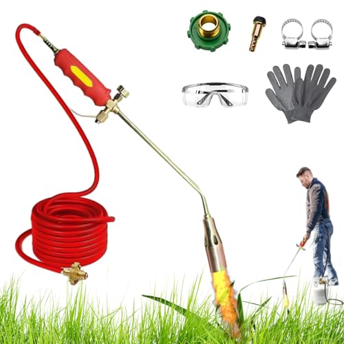 Lexoli Weed Torch, Lexoli New Propane Torch Weed Burner Kit 2,400,000 Btu | Double Switch - 6.4ft Hose with Push Button Igniter for Household Yard Garden Weeding (35 Type)