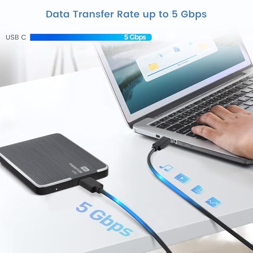Smays 2-Pack External Hard Drive Cable, USB 3.0 Micro B to USB C Data Cord for Seagate, Toshiba, Western Digital WD My Passport, LaCie, 3 ft by Smays - Image 2