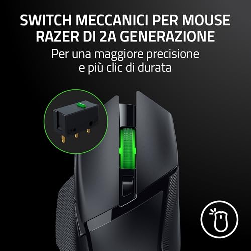 Basilisk V3 X HyperSpeed - Mouse wireless da gaming personalizzabile (9 comandi personalizzabili, HyperSpeed Wireless e BT, Sensore ottico avanzato 5G da 18K, Tecnologia Chroma RGB) Nero - Mouse gaming - Immagine 6
