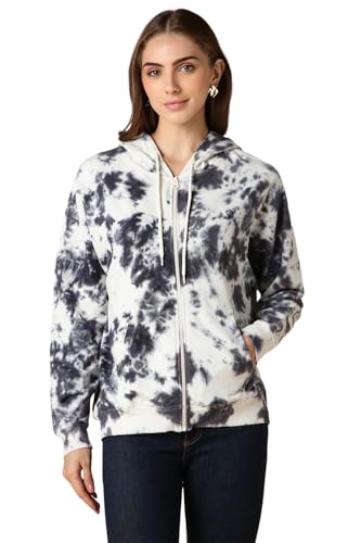 Image of Women White Print Hooded Neck Sweatshirt
