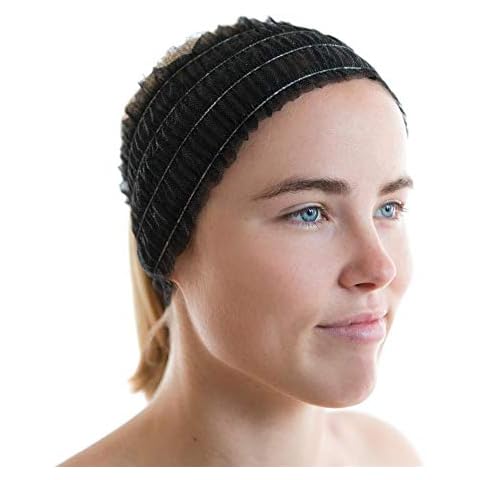LIFESOFT 100 Count Disposable Facial Spa Headbands, Individual Wrapped (Black) Cover
