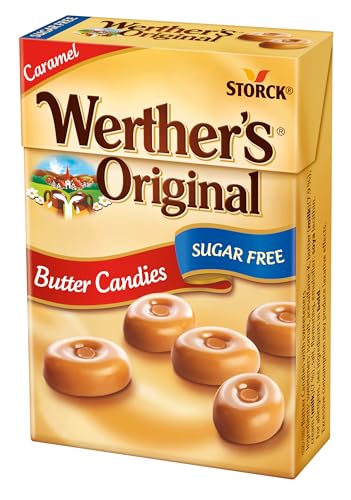 Werthers Original Butter Candies Convenient Sugar-Free Caramel On-the-Go Gluten-Free & Vegetarian 42 g Box (Pack of 20)
