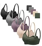 HBselect 5 Pcs Schwangerschafts Still BH Nahtloser Still-BH mit zusätzlichen BH-Verlängerungen Stillen und Schlaf Ohne Bügel für Damen Schwarz Grau Beige Blaurot Olivgrün