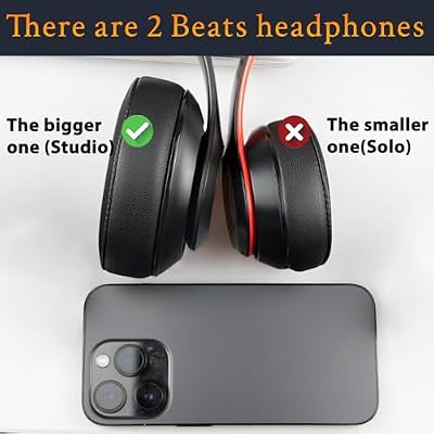 SoloWIT Replacement Ear Pads Cushions for Beats Studio 2 & Studio 3 Wired/Wireless Over-Ear Headphones, Earpads with Soft Protein Leather, Noise Isolation Memory Foam (Black)