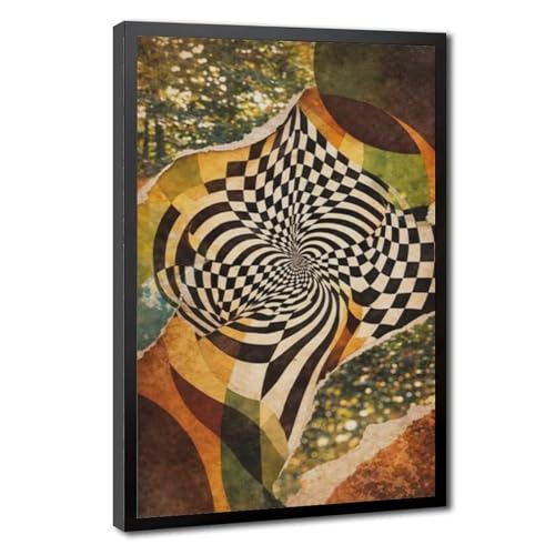 Collage rétro à carreaux sur toile idée cadeau originale salon et bureau