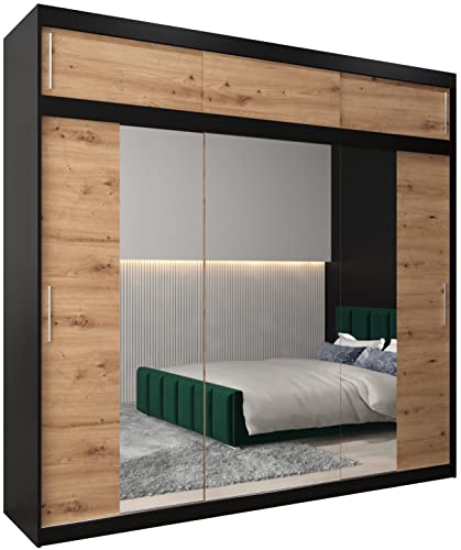 MEBLE KRYSPOL Kleiderschrank mit Spiegel Tokyo 2 - Garderobenschrank - Schrank Schlafzimmer -...