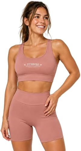 Women's 2-Piece Workout Set Sports Bra & Shorts Free Size - Khakhi