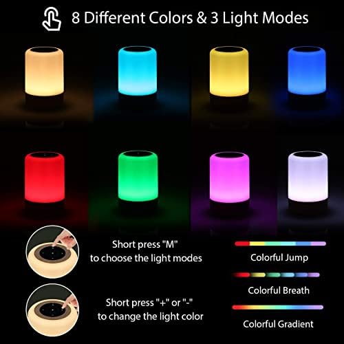 Görvitor Touch Lamp, Wireless Dimmable Touch Night Light Lamp with 8 RGB Color Changing & 3 Modes, LED Bedside Lamp for Bedroom, Baby Nursery, Nightstand (Walnut Color)