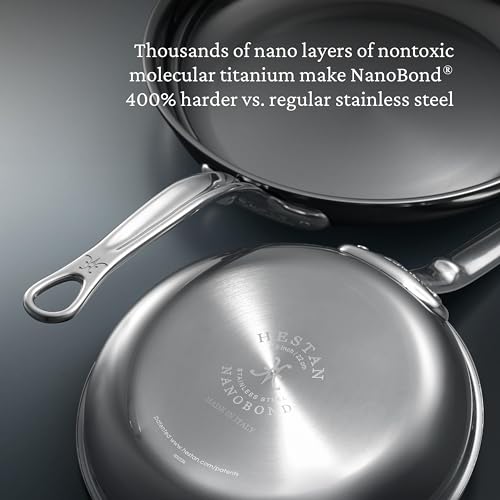 Hestan NanoBond-Kollektion – Titan-Edelstahl-Bratpfanne 21,6 cm – gift-, pfas- und chemikalienfreies, sauberes Kochgeschirr, Induktionskochfeld-kompatibel