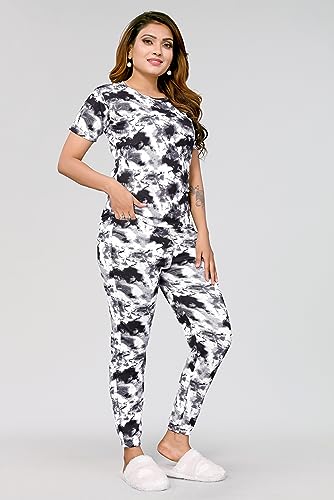 Image of VJ Fashion Women's Cotton Lycra Tie-Dye Night Suit Set|Full Pair Of Shirt&Payjama Set For Women Night Dress