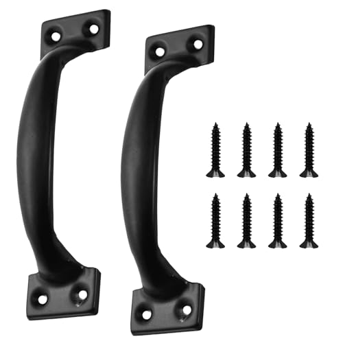BHSTTNIXP 2 PCS Black 143mm Gate Handle Shed Door Handles with 8 Screws Gate Handles for Wooden Gates D-Handles Shed Door Pull Handle for Cabinets Furniture Outdoor Indoor Use