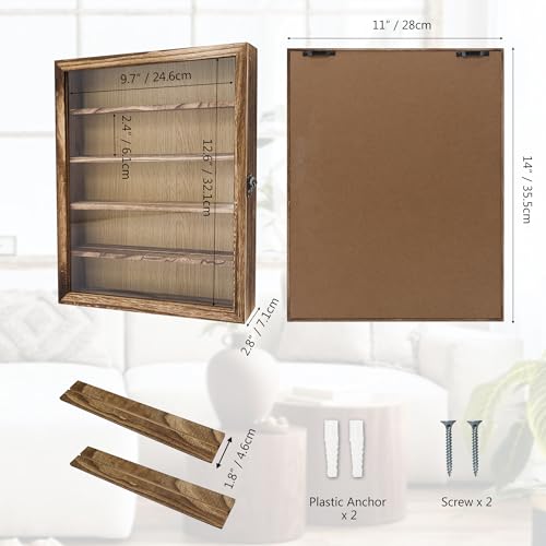 Image of 11x14 Shadow Box Frame with Removable Shelves,Collectible Display Shelves Case,Military Challenge Coin Display Case,Wood Shadow Boxes Display Cases for Keepsake,Pictures