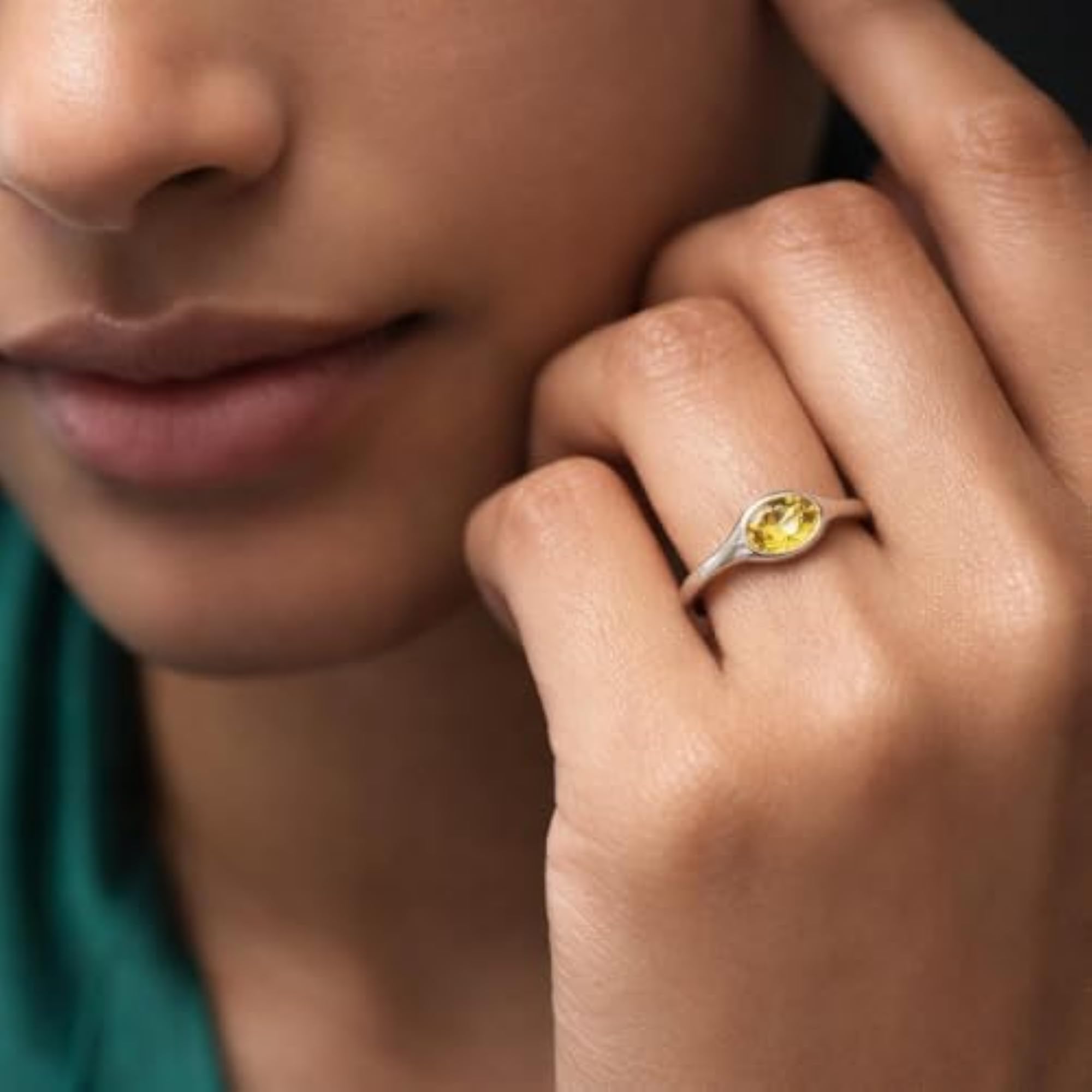 Women's Pearl Celestial Oval Gemstone Silver Ring, Gift for Her