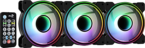 Aerocool Mirage Pc Case Fan – 12 Pro, 3 X Argb Translucent Fans 120Mm, 1 X H66F Rgb Hub, Infinity Mirror Design, Includes 6-Pin Connector, Remote Control, Curved Blades And Anti-Vibration Pads, Black #TOP2
