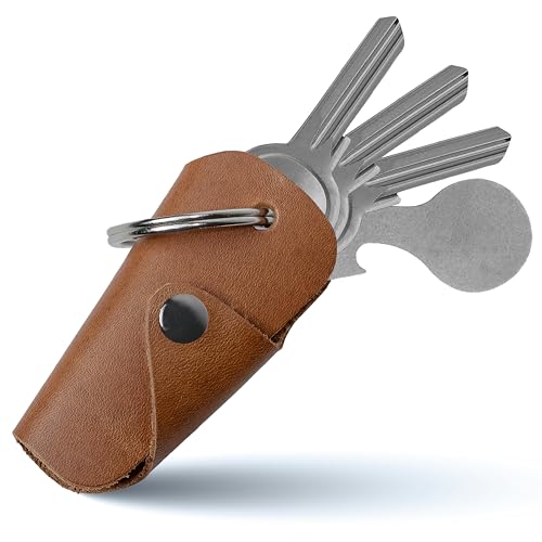 DORERO&reg; Key Organizer mit Einkaufswagenl&ouml;ser | Premium Schl&uuml;sseletui aus Echtleder | Leder Etui f&uuml;r 1-5 Schl&uuml;ssel | Schl&uuml;ssel Organizer | Braun