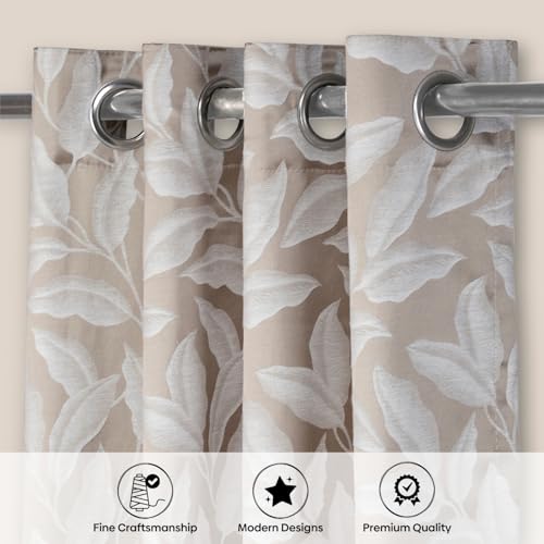 Image of haus & kinder Printed Jacquard Window Curtain 5 Feet Long Pack of 1 Window Curtain, 5 Feet Curtain for Window (Botanic Hush, Slate Nature Design 130x152 CM)