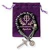 Nazareth Store Antique Bronze One Decade Rosary Black Matte Beads Green Paracord Rosary Bracelet Handmade Catholic Travel Friendly Prayer (Benedict) #4