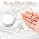 GlamRays Rosariene Perlen Katholisch - Firmung Geschenke für Teenage Mädchen, Silber Simple Stil Metall Geschenkbox, Weiße Kunstperlen Rosenkranz, Geschenke für Frauen