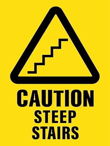 Xewazd A800 Retro 8"X12" Metal Tin Sign - Caution Steep Stairs For Shop Yard Man Cave Garage Outdoor