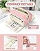 SUNEE Large Pencil Case, Big Capacity Pen Pouch with 3 Compartments, Kawaii Cute Pencil Bag with Zipper, High Storage Stationery Holder and Organizer, School Supplies for Teen and Adult Girls, Pink