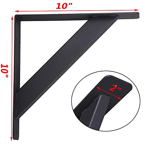 Yzzhaj Countertop Support Brackets,10”X10"X2"Heavy Duty Shelf Bracket,Solid Shelving Brackets, Mantel Brackets For Tops Cabinetry Table Desk Black #TOP2