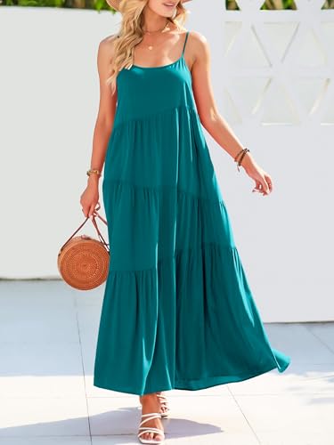Image of ANRABESS Women Summer Casual Loose Sleeveless Sundress Spaghetti Strap Flowy Boho Linen Beach Vacation Maxi Long Dress