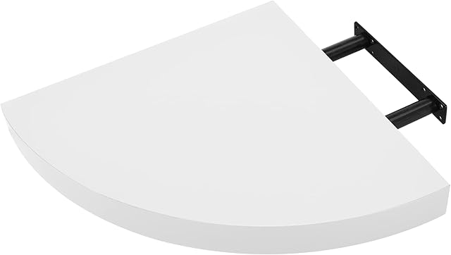 ASAB MDF Floating Shelves - Corner Shaped Size Wood Wall Shelving Unit - White