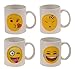 Emoji Universe: WAKE UP! Emoji Coffee Cups, (Set of 4); Choice of Style of Coffee Mugs