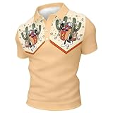 Herren Kurzarm Polo Shirt Hot Dog Kaktus Golf Motiv Freizeit