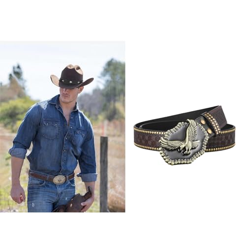 Western Leathers Buckle Belts Metal Buckle Belt Floral Engraved Buckle Belt for Men Jeans Decoration2