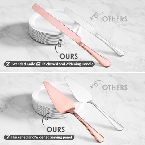Extended Cake Cutting Set for Wedding - Knife and Server 2 Pcs Rose Gold by SANEXC - Used condition - Image 5