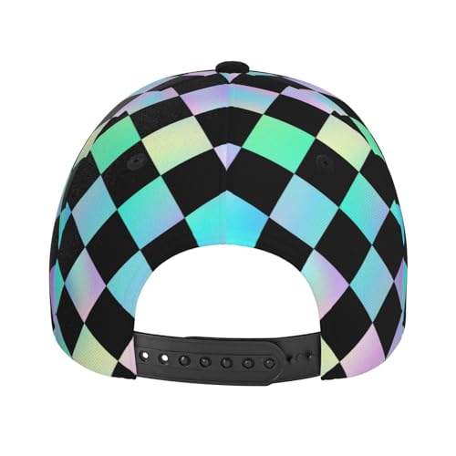 Gorra de béisbol con diseño a cuadros iridiscente ajustable miniatura 4