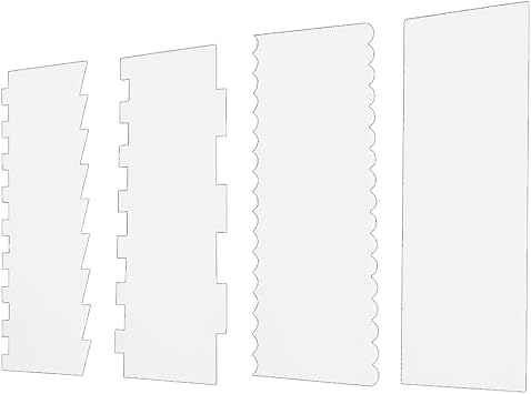 4 Pack Clear Cake Combs, Clear Acrylic Cake Smoother Scraper, Clear Acrylic Cake Scraper, Large Clear Acrylic Cake Scraper, Acrylic Cake Scraper Set, Clear Acrylic Cake Scraper Cake Decorating