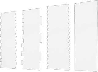 4 Pack Clear Cake Combs, Clear Acrylic Cake Smoother Scraper, Clear Acrylic Cake Scraper, Large Clear Acrylic Cake Scraper, Acrylic Cake Scraper Set, Clear Acrylic Cake Scraper Cake Decorating