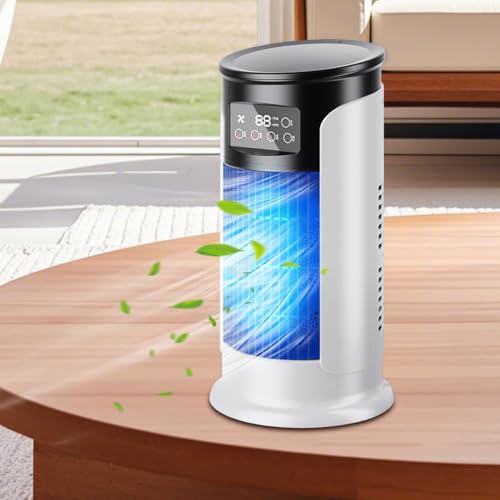 Klimaanlage Ventilator | Persönlicher Ventilator, tragbar, Luftkühler, Timer, leise, Luftkühler, Tank, 300 ml, kompakt für Schlafzimmer, Auto und Außenbereich-3