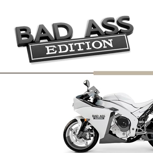 Image of 1 PC Car Fender Badge Stickers, Bad Ass Edition Alloy 3D Three-Dimensional Tailgate Front Grille Hood Anti-Rust Personalized Decoration, Exterior Modification Accessories (White & Black)