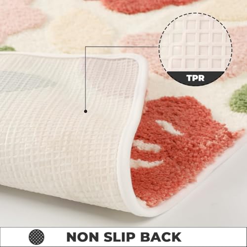 Loismood Floral Bathroom Mat Cute Absorbent and Non Slip Bath Rug Machine Washable Bath Rug for Dining Room, Kitchen and Living Room (23"x16", Flowers and Leaves) by Loismood - Image 5