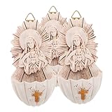 Amosfun Pila de Agua Religiosa de Resina 3 Piezas 6.5x4x12 Cm para Colgar en Pared, Escultura Mural Católica para Decoración Hogar y Capilla, Adorno Sagrado para Comunión y Confirmación