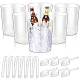 Norme 18 Pcs Clear Plastic Ice Bucket for Parties 5L Wine Bottle Chiller with Handles Round Beverage