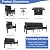 ALAULM Aluminum Patio Furniture Set with Propane Fire Pit Table - 9-seat Metal Outdoor Furniture w/Fire Pit Patio Sectional w/5.1" Cushions for Backyard, Poolside - Black