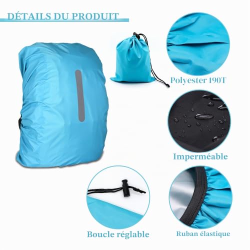 CiciIng Housse de Sac à Dos Imperméable et Réfléchissante 15L-50L avec Sac de Rangement pour Randonnée Camping Voyage Cyclisme – vue 4